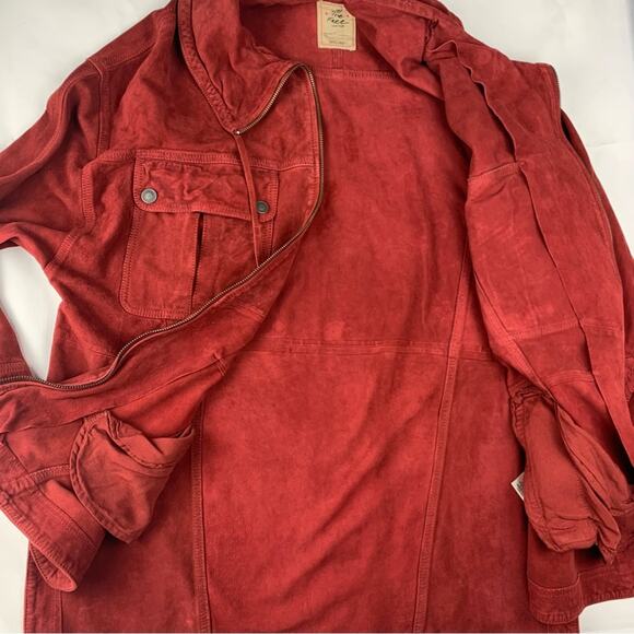 We The Free women's small Brooklyn Red goat suede leather Utility Jacket - Picture 10 of 12